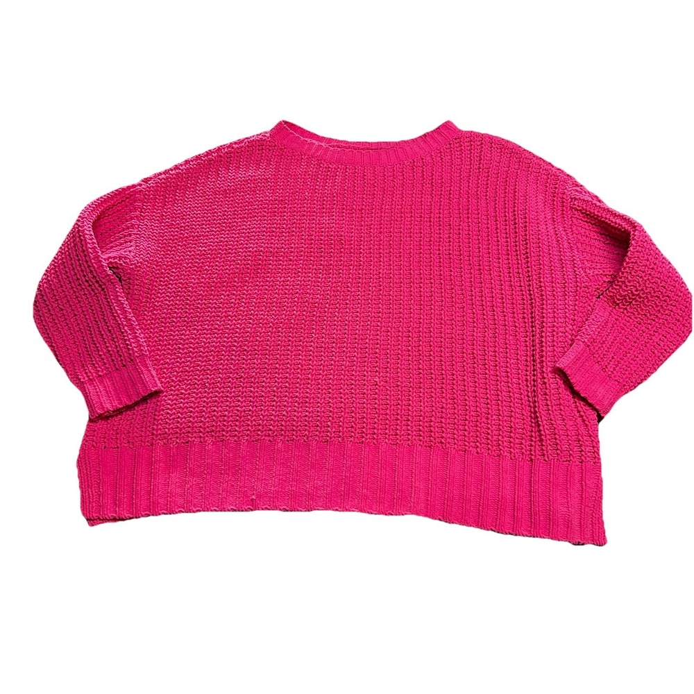 American Eagle Womens Size S Hot Pink Chunky Knit Sweater Pullover Oversized‎
